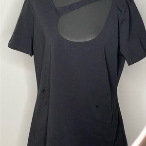 Boston Proper Black Asymmetrical Cutout Top